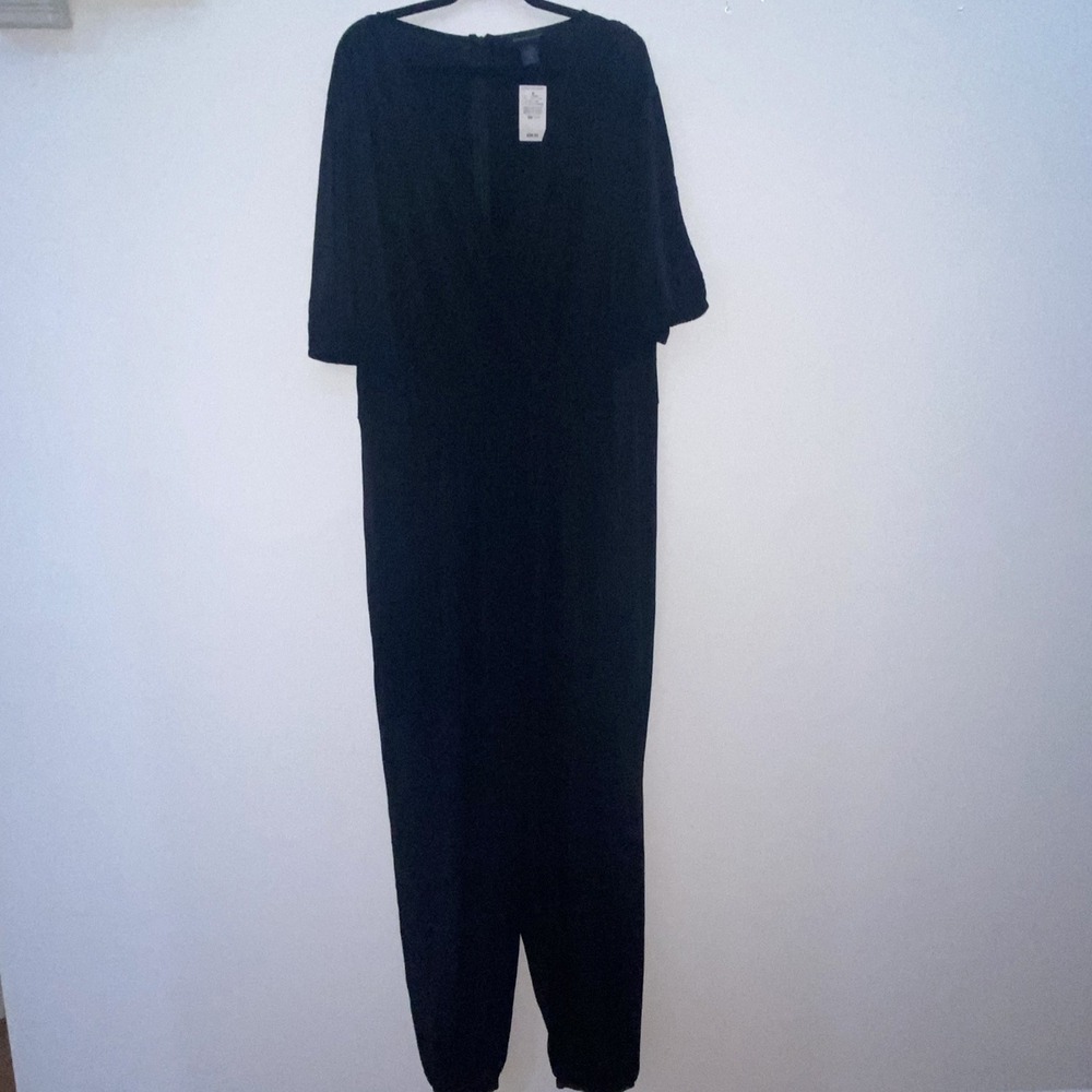 Ashley Stewart V Neck‎ Black Jump Suit Off Shoulder NWT 22/24
